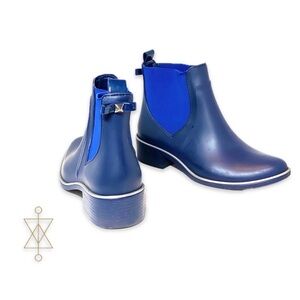 Kate Spade Bow Women's Blue Chelsea Rain Boots Sz 6/7